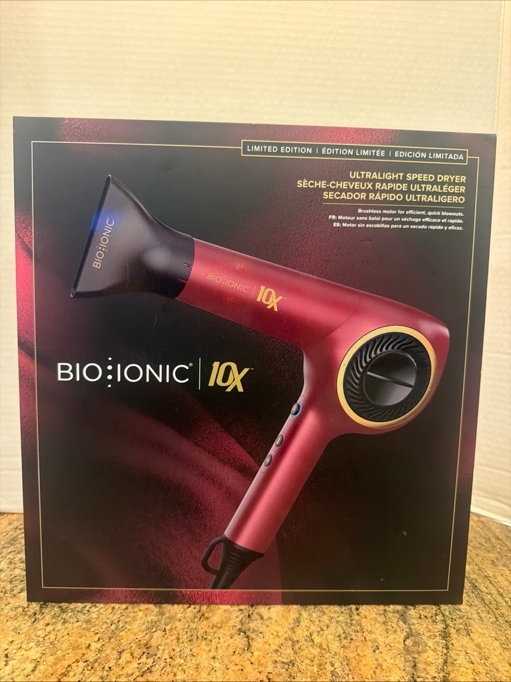 BIO IONIC 10x Ultra Light Speed Blow Dryer Limited Edition New Red